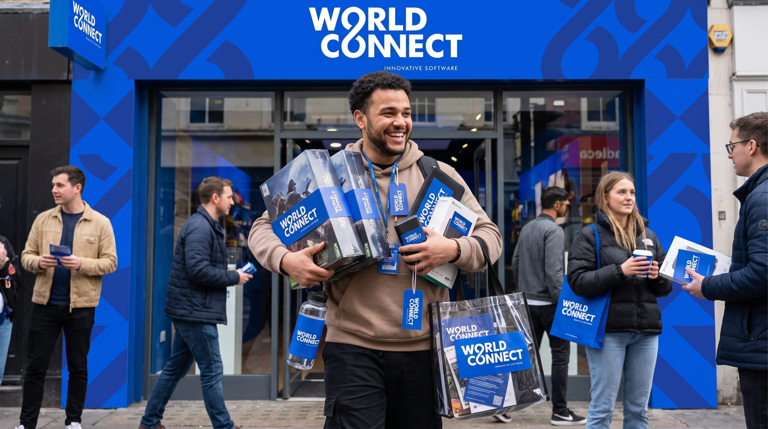 Carrying branded event giveaways