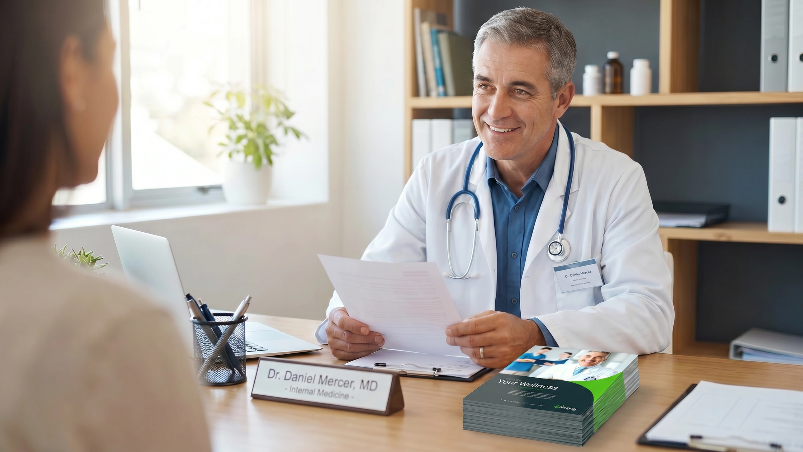 Doctor discussing information with a patient
