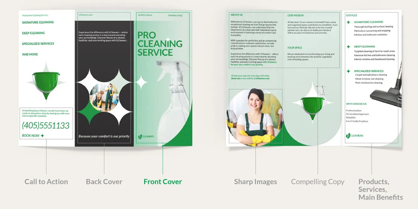 Tri-fold cleaning services brochure