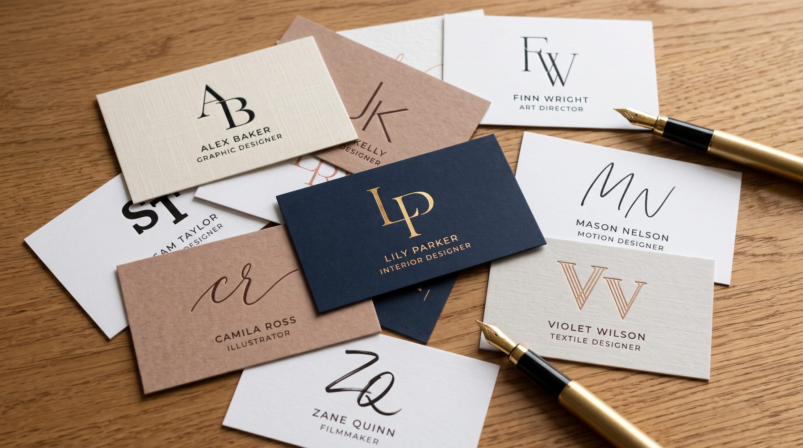 Collection of minimalist designer business cards