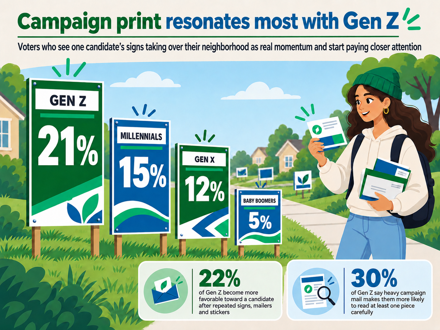 Gen Z is the most receptive generation to campaign yard signs and print mailers