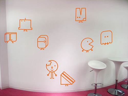 Wall Graphic Designs - white wall orange decals