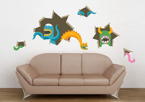 Wall Graphic Designs - Monsters in wall