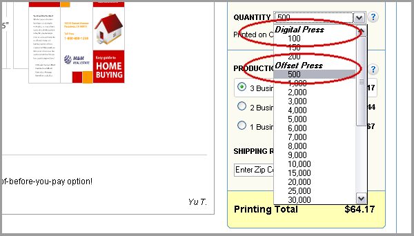 digital and offset printing options