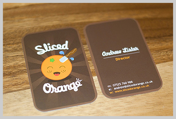 Brown Business Cards - Sliced Orange