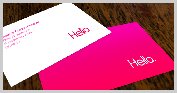 Pink Business Cards - Hello