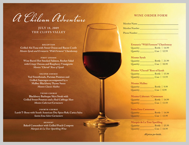 Wine Menu Design - A Chilean Adventure