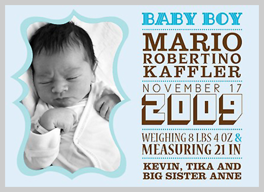 Custom Birth Announcement - Mario Robertino Kaffler