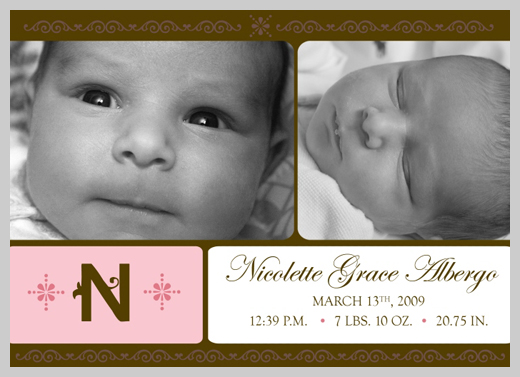 Custom Birth Announcement - Nicole Grace Albergo