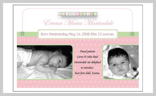 Custom Birth Announcement - Emma Maria Martindale