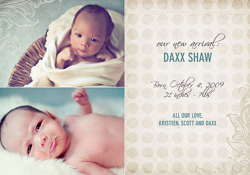 Custom Birth Announcement - Daxx Shaw