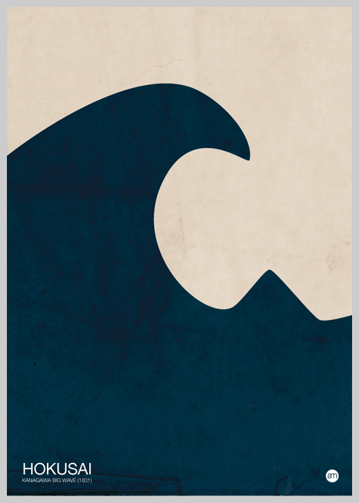 Minimalist Poster Design Examples - Minimal Art Serie: Kanagawa Big Wave