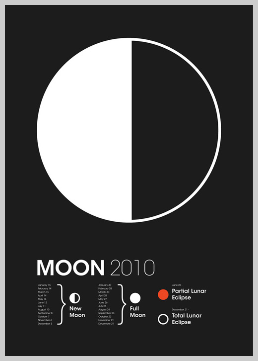 Minimalist Poster Design Examples - 2010 Global Astronomy Month: Moon