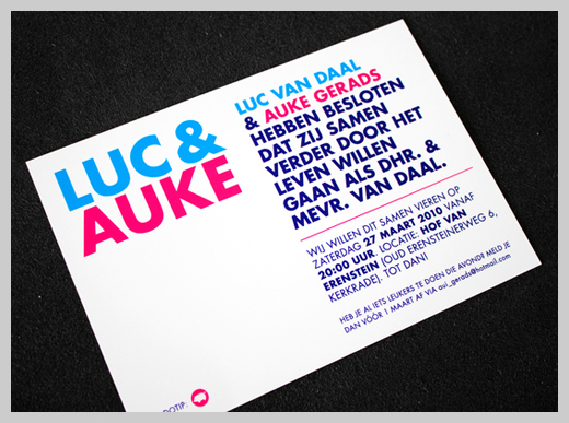 Wedding Invitation Greeting Cards - Luc and Auke