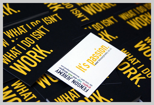 Yellow Business Cards - It's Not Work. It's Passion