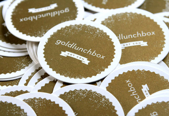 Custom Shaped Business Cards - Gold Lunch Box