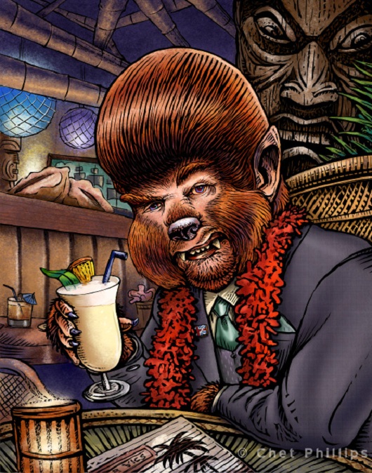 Tiki Art Poster Design Inspiration - His Hair was Perfect