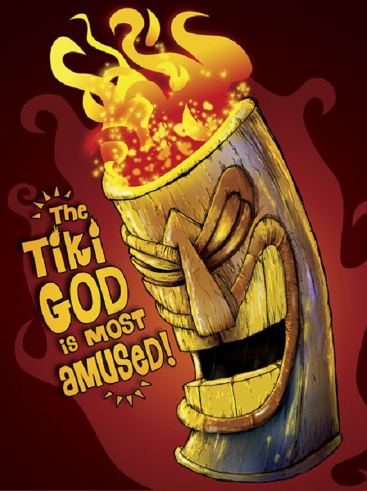 tiki art poster design inspiration - the tiki god is most amused