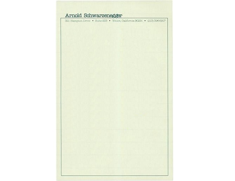 Personal Letterhead - Arnold Schwarzenegger