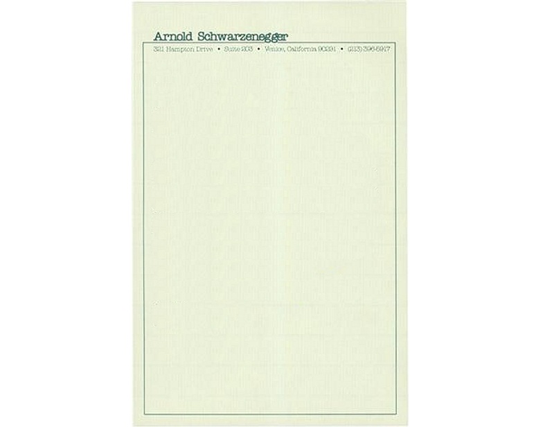 Personal Letterhead - Arnold Schwarzenegger