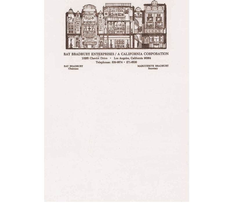 Personal Letterhead - Ray Bradbury