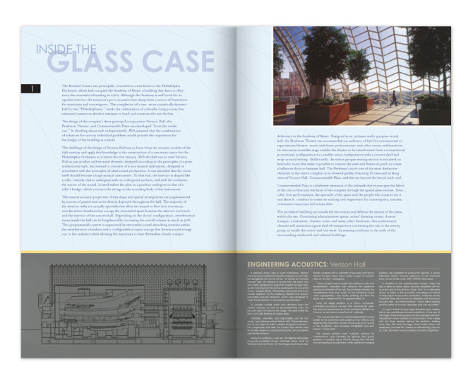 Viñoly: Kimmel Center Newsletter - Inside Pages