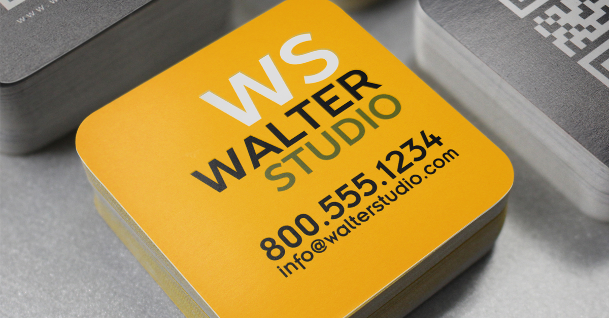 Rounded corner square shaped business card