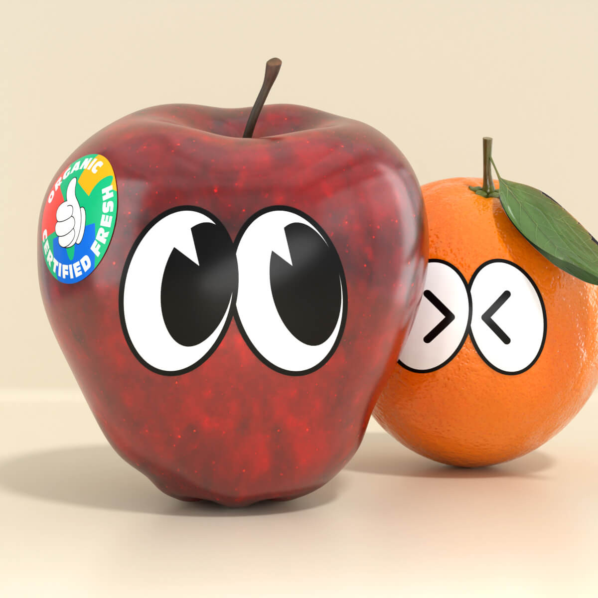 Stickers on fruit and vegetables