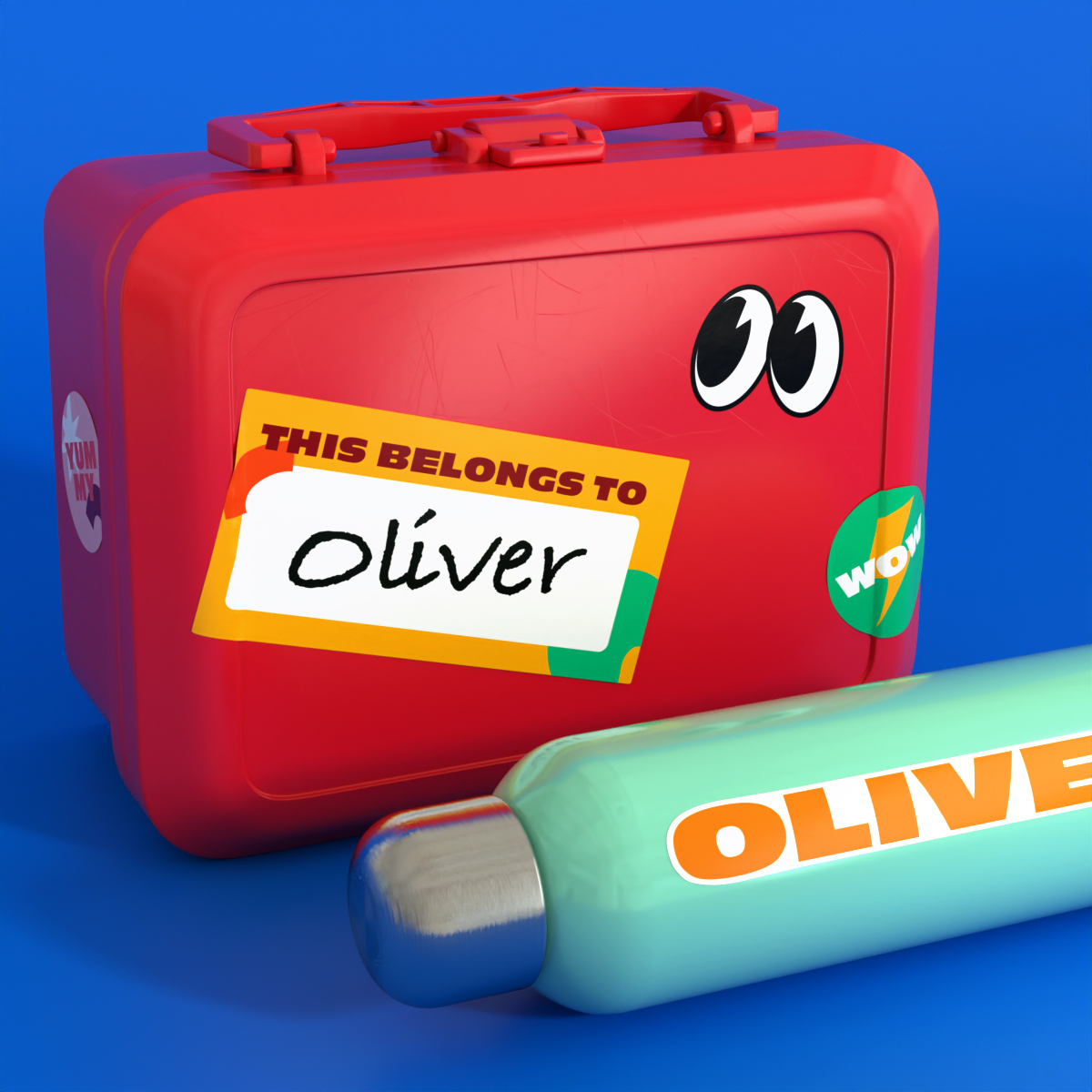Stickers on school supplies and personal belongings