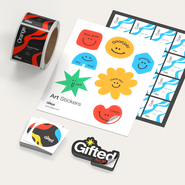 Stickers and labels with text and pattern design