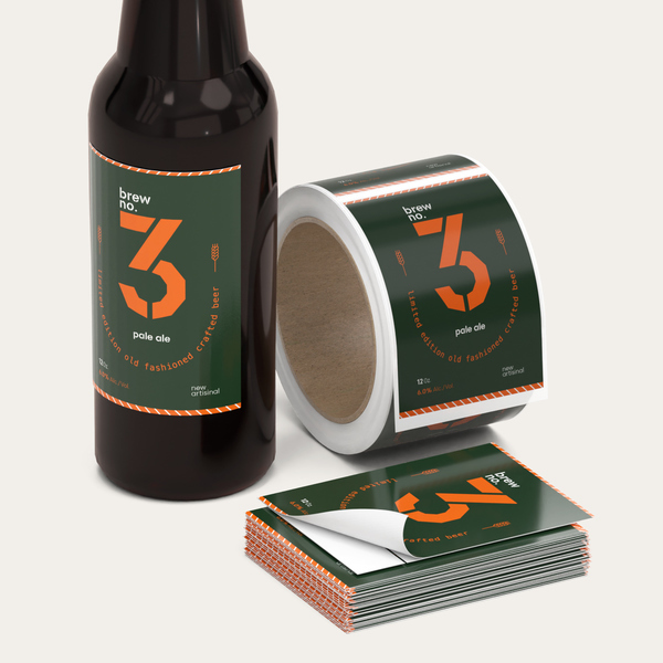 Beverage bottle with custom product labels and label roll