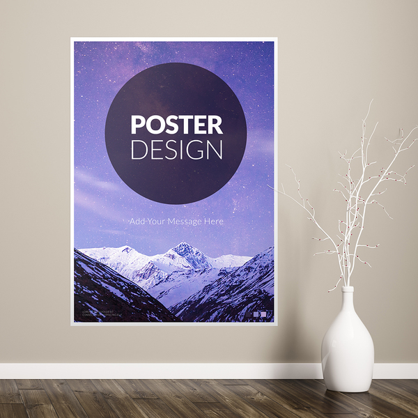 Large-format wall poster featuring a scenic design with mountain imagery