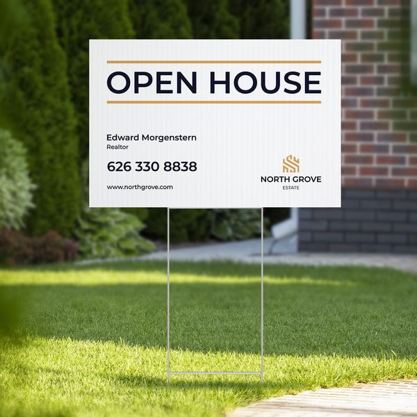 Yard sign with north grove estate graphic
