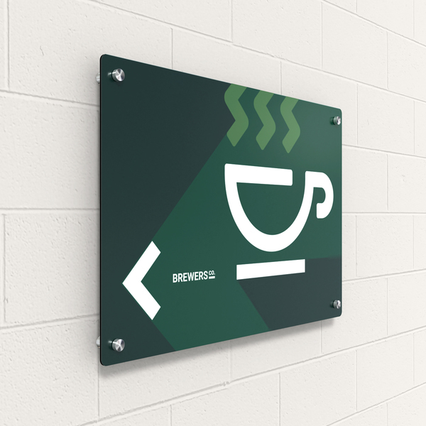 Wall-mounted directional aluminum sign