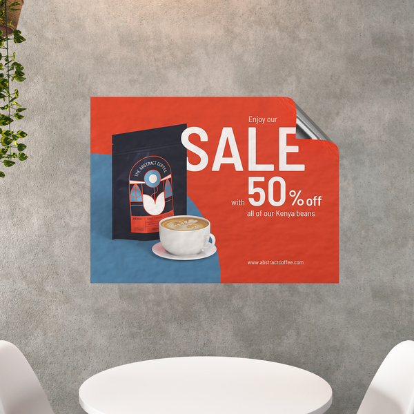 Wall decal with promotional advertisement design