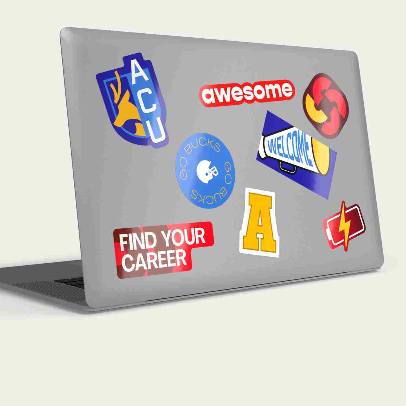 Laptop lid with various decorative stickers