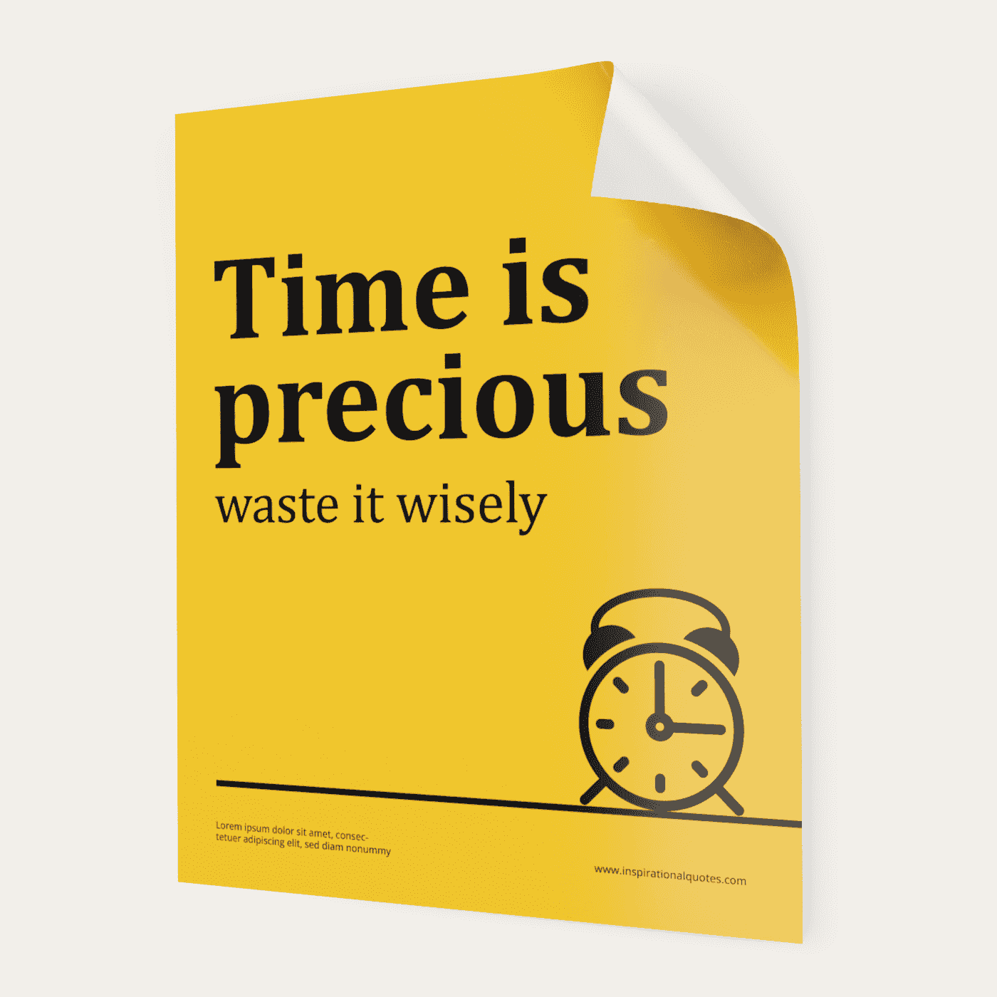 Printed yellow motivational poster with peeled adhesive backing