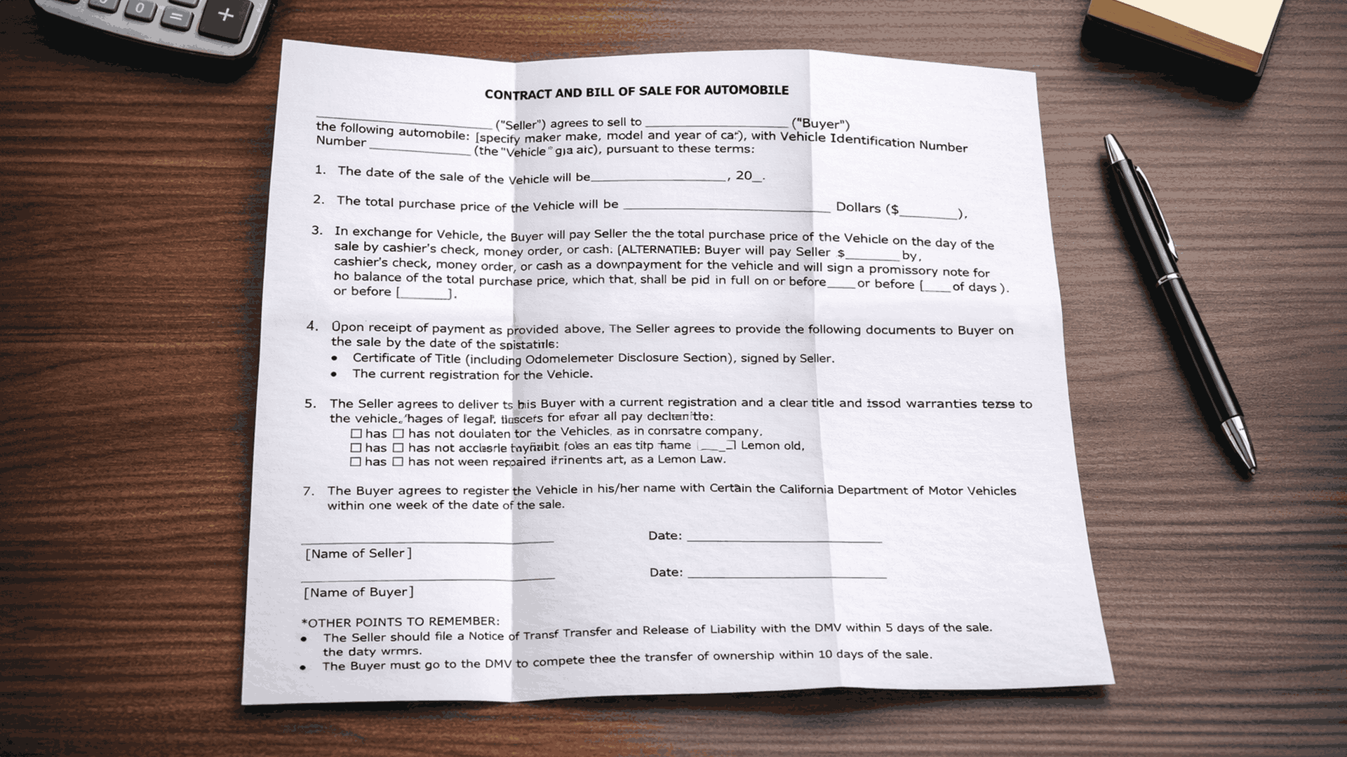 A trifold letter document folded neatly on a desk
