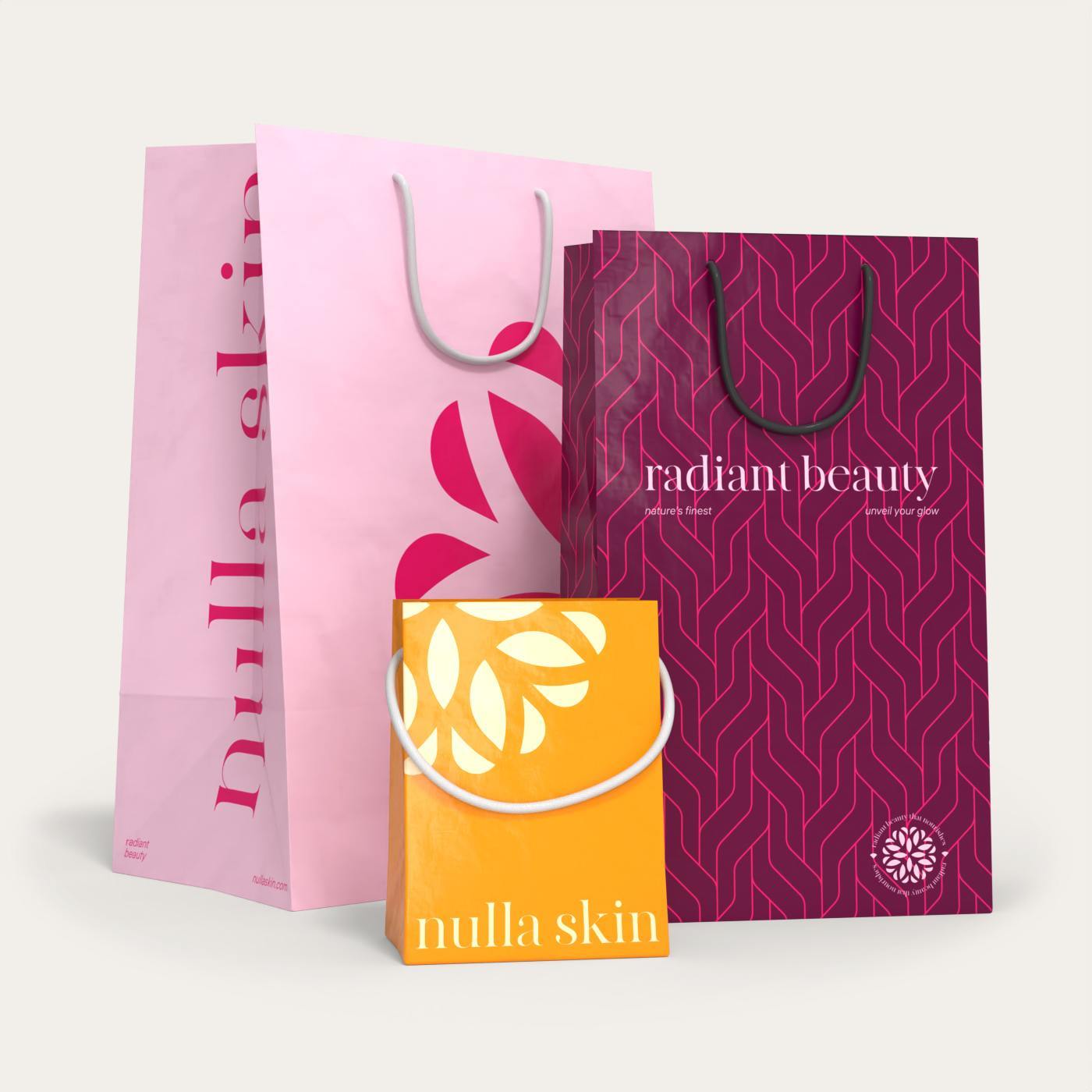 Branded gift bags in various sizes for retail packaging options
