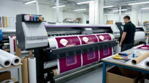 Wide format printing machine operating factory