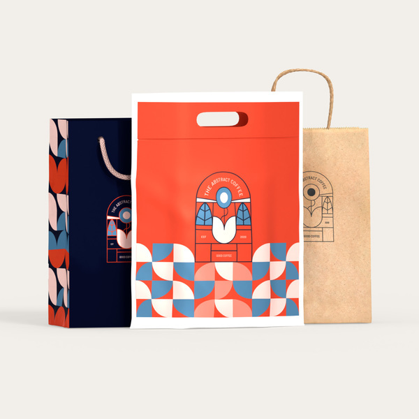 Custom printed paper bags with branded packaging designs and rope handles