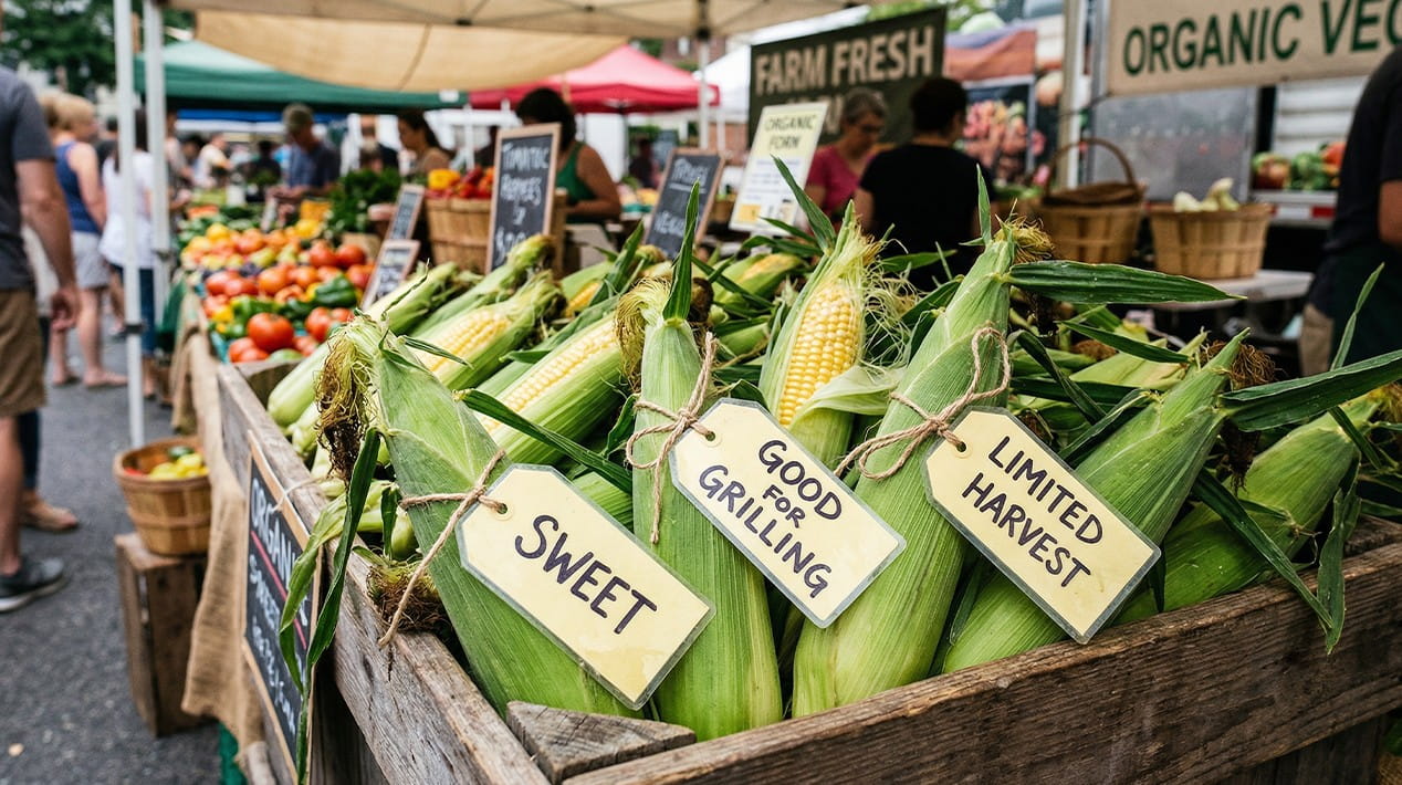 sweet corn sold at farmers market