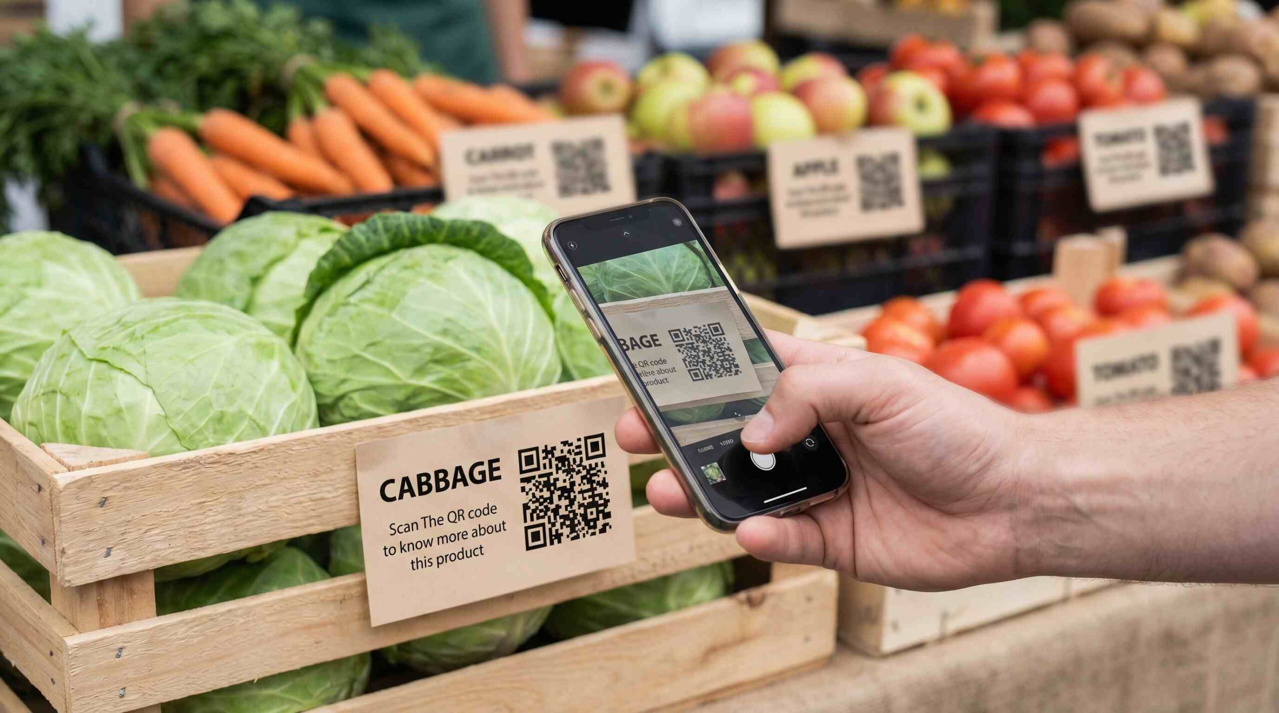 a farmers market stall selling fresh produce