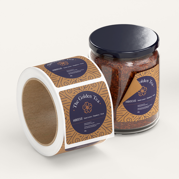 Tea jar with roll label design