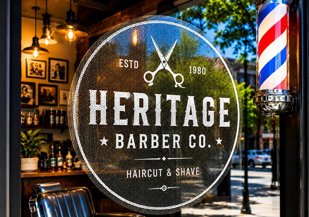 barber shop window decal display