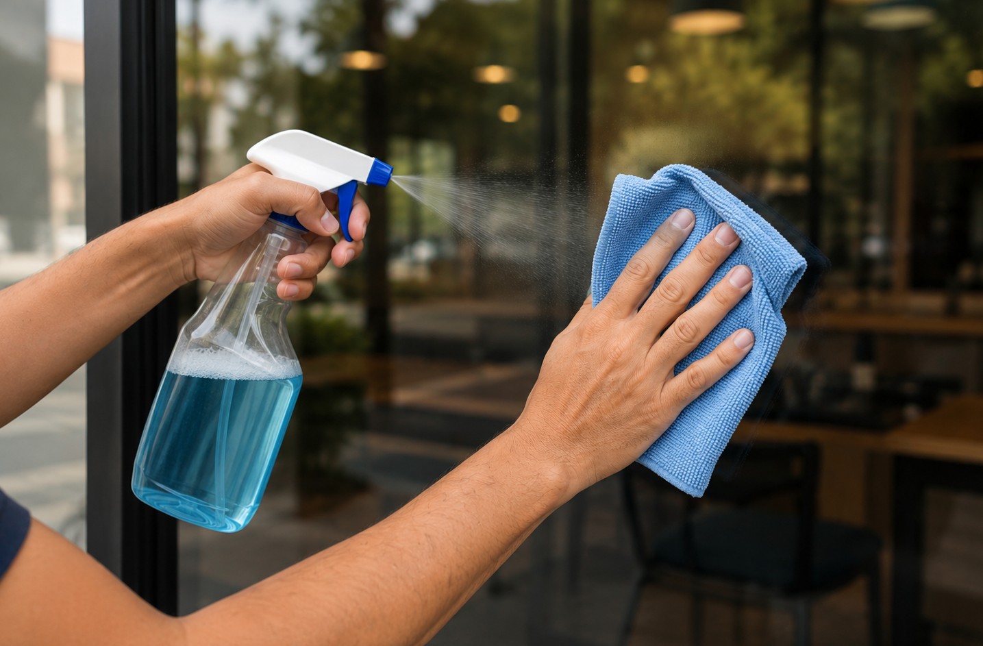 clean the storefront window