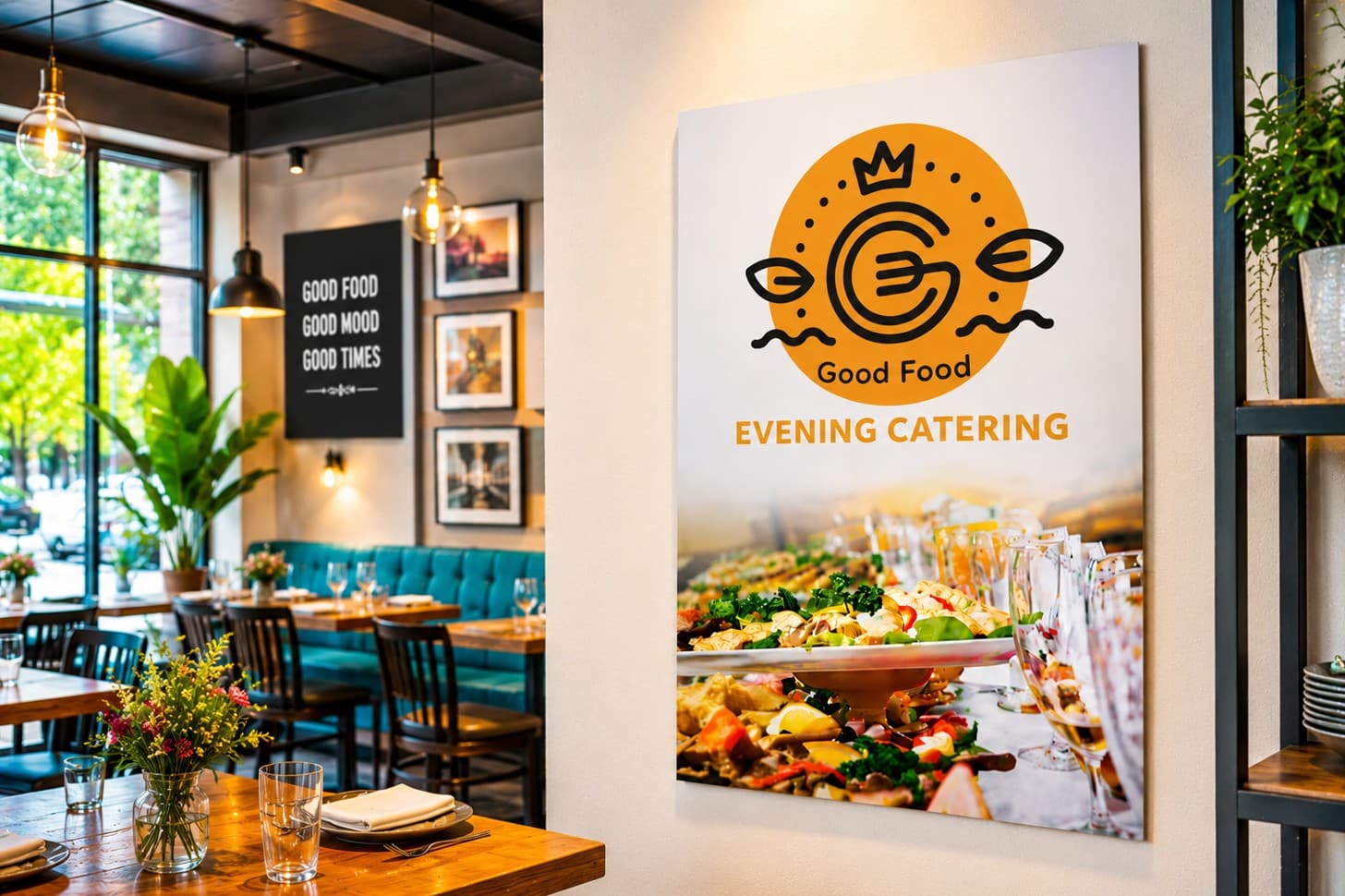 restaurant wall poster display