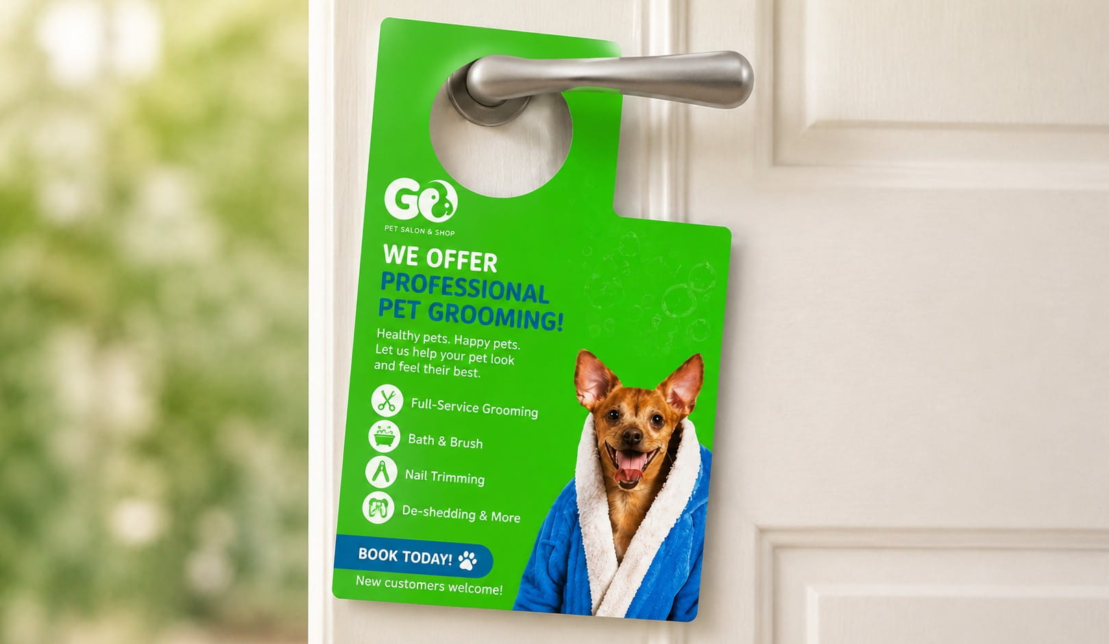 door hanger for pet groomers