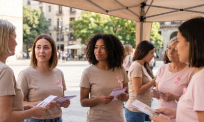 nonprofit volunteers holding brochures