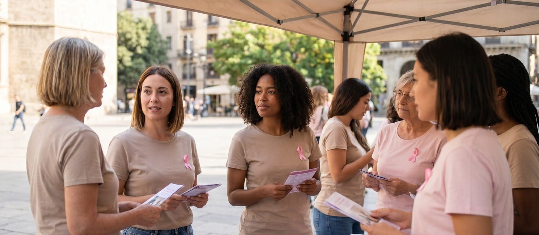 nonprofit volunteers holding brochures